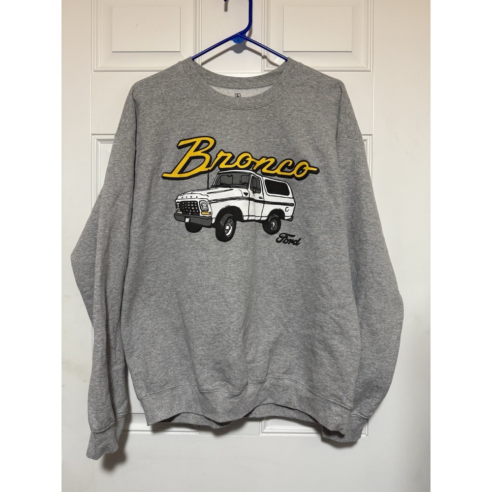Ford Bronco Double Sided Graphic Print Sweatshirt Sz L‎ Cotton Blend Classic USA